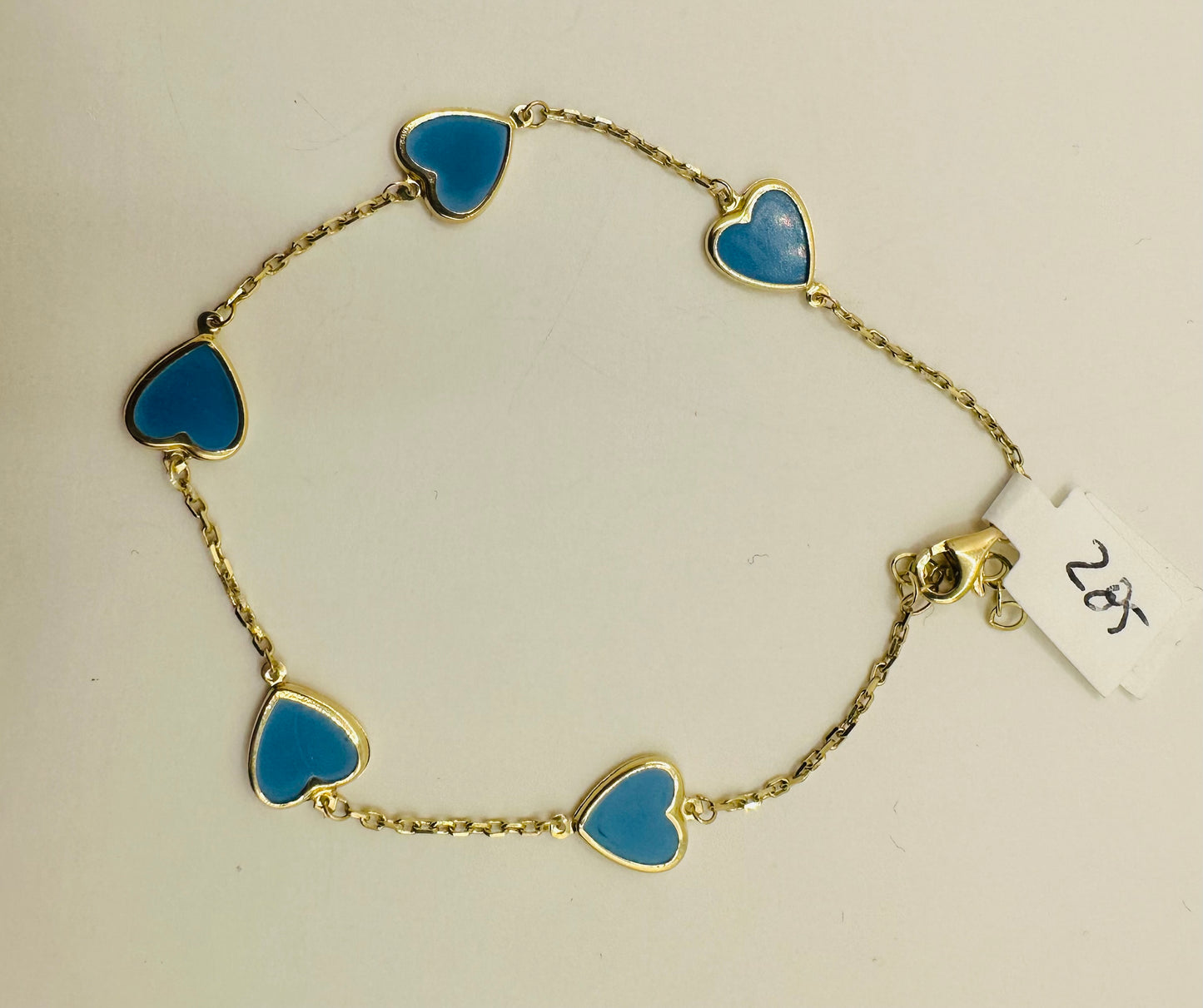 Manilla corazón azul 14 k