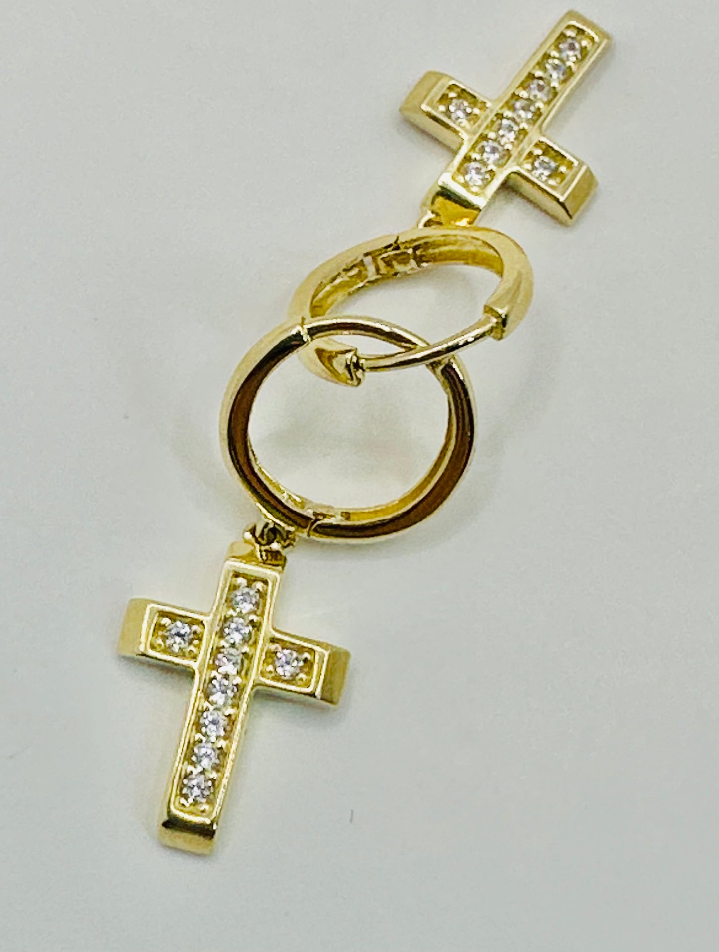 Arete cruz colgante 10 k